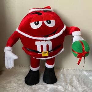 Christmas Large Rare Collectible 22” Plush Standing Santa M&M Guy With Present